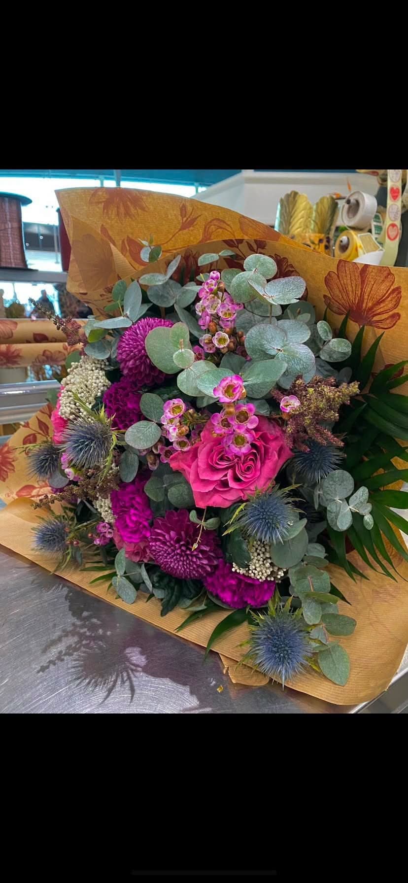 Bouquet rond fuchsia d'automne